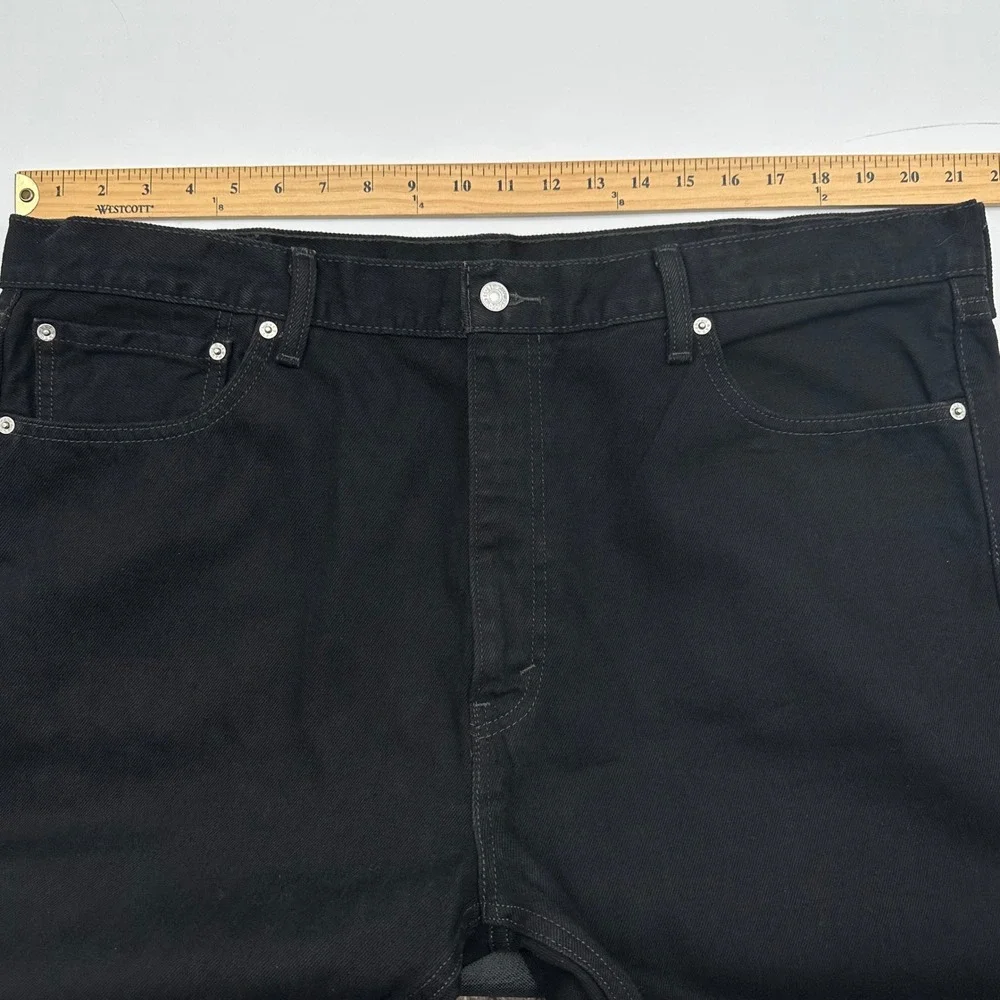 Levis 505 Mens Straight Fit Black Denim Jeans 42x32 Cotton 505-0260